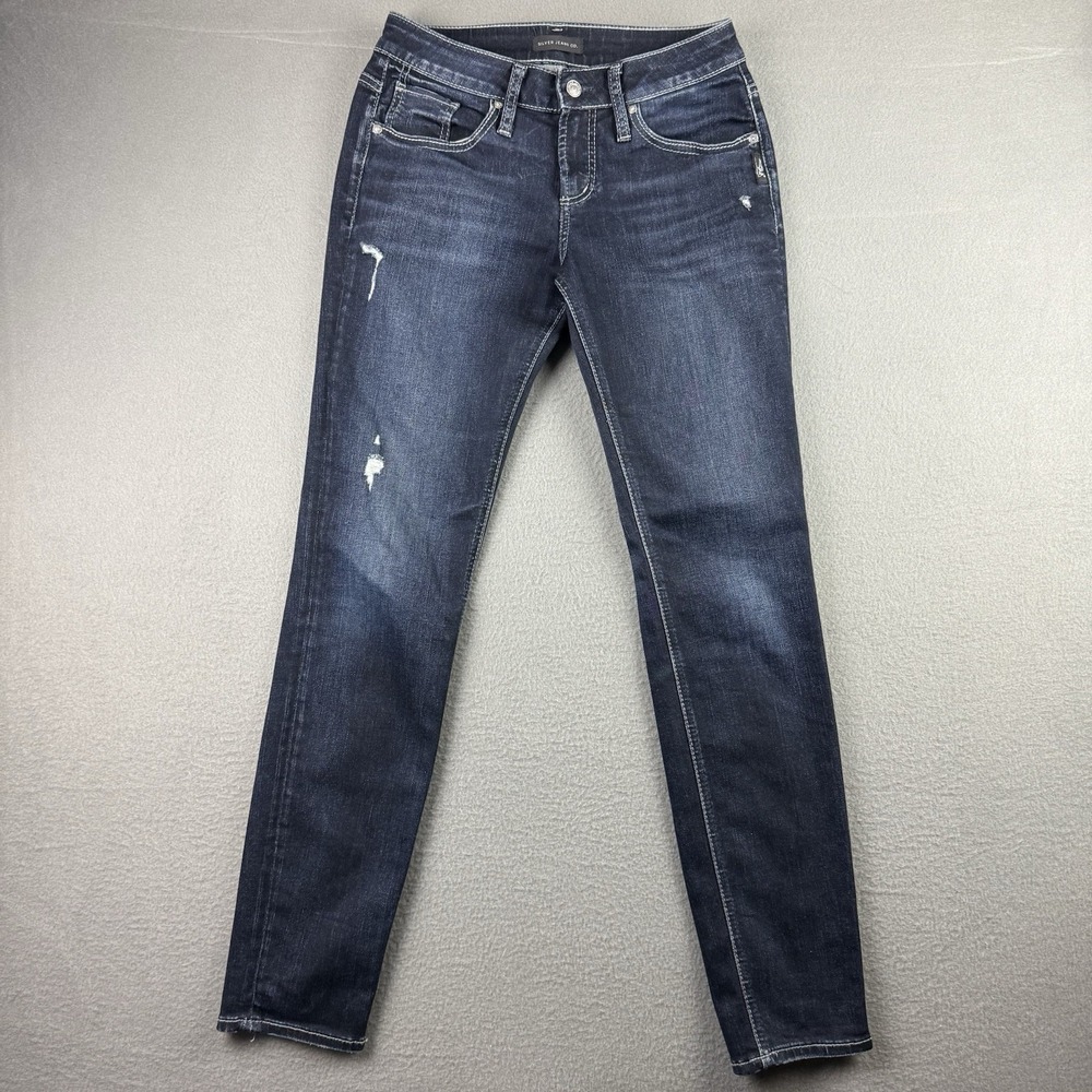 Silver Jeans Womens 25x29 Blue Boyfriend Slim Leg Stretch‎ Denim Pants